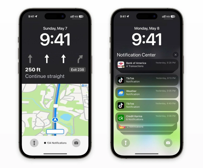 博湖苹果维修服务分享iOS17锁屏地图导航半屏显示长什么样 